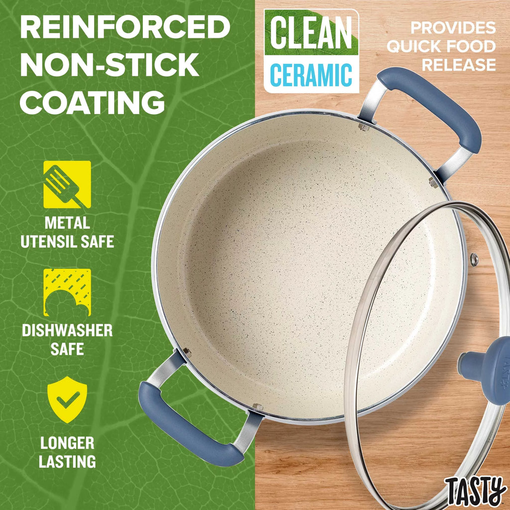 Slate Blue 5 Quart Non-Stick Ceramic Dutch Oven with Glass Lid X496