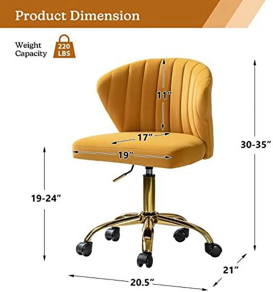 Velvet Armless Office Chair with Wheels N4408