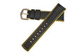 Black Yellow 24mm Leather and Rubber Watch Band H694457
