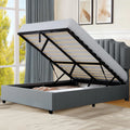 King Lift Up Storage Velvet Upholstered Platform Bed Frame E59453
