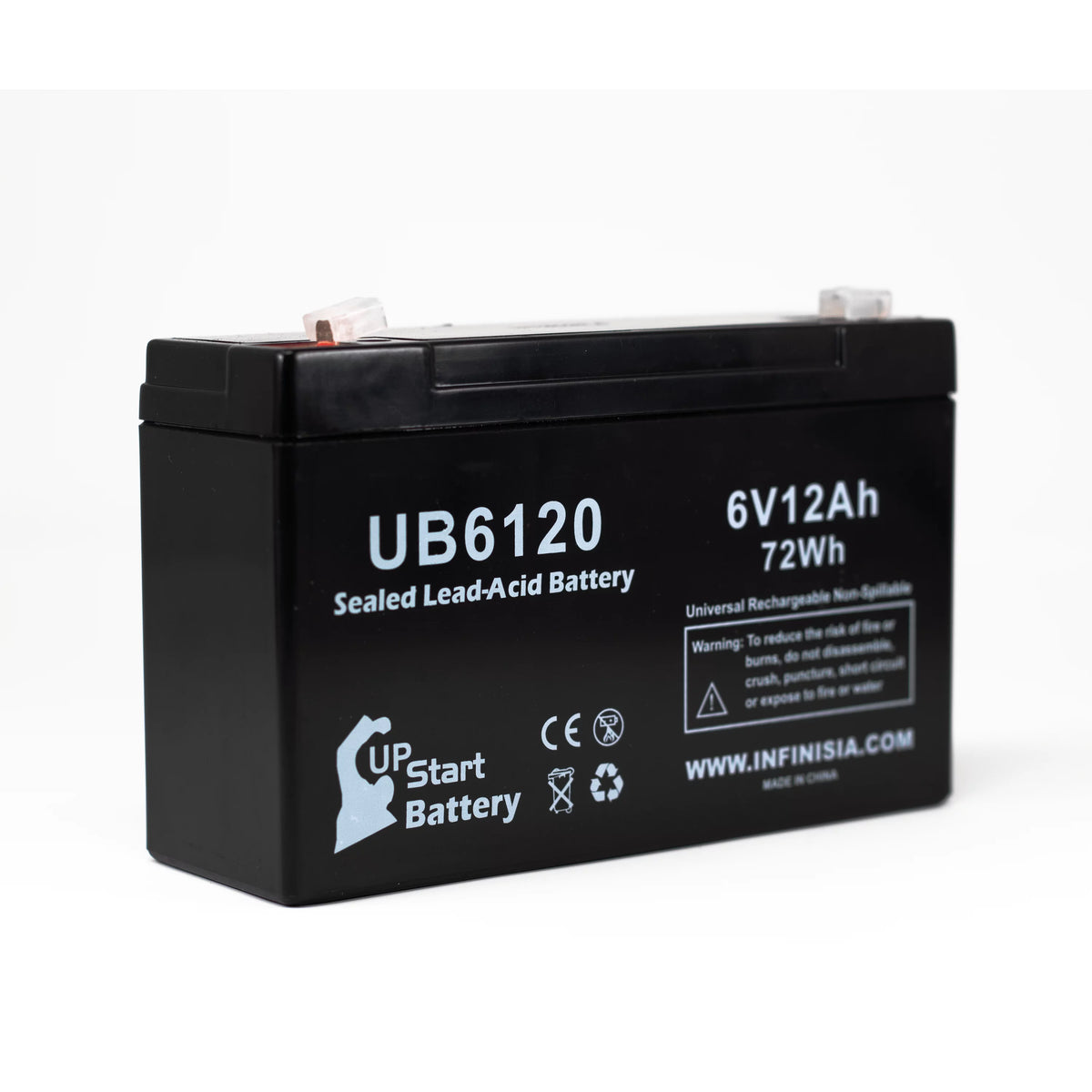 6V 12Ah Sealed Lead Acid Battery with F1 to F2 Terminal Adapters Q94241