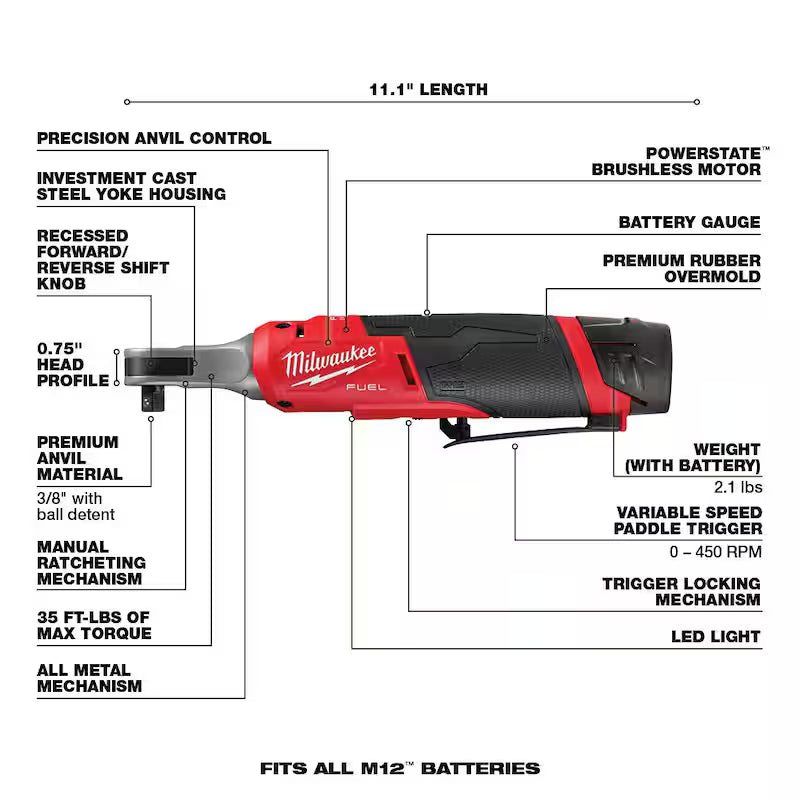 12V Lithium-Ion Brushless Cordless High Speed 3/8 in. Ratchet Kit E706