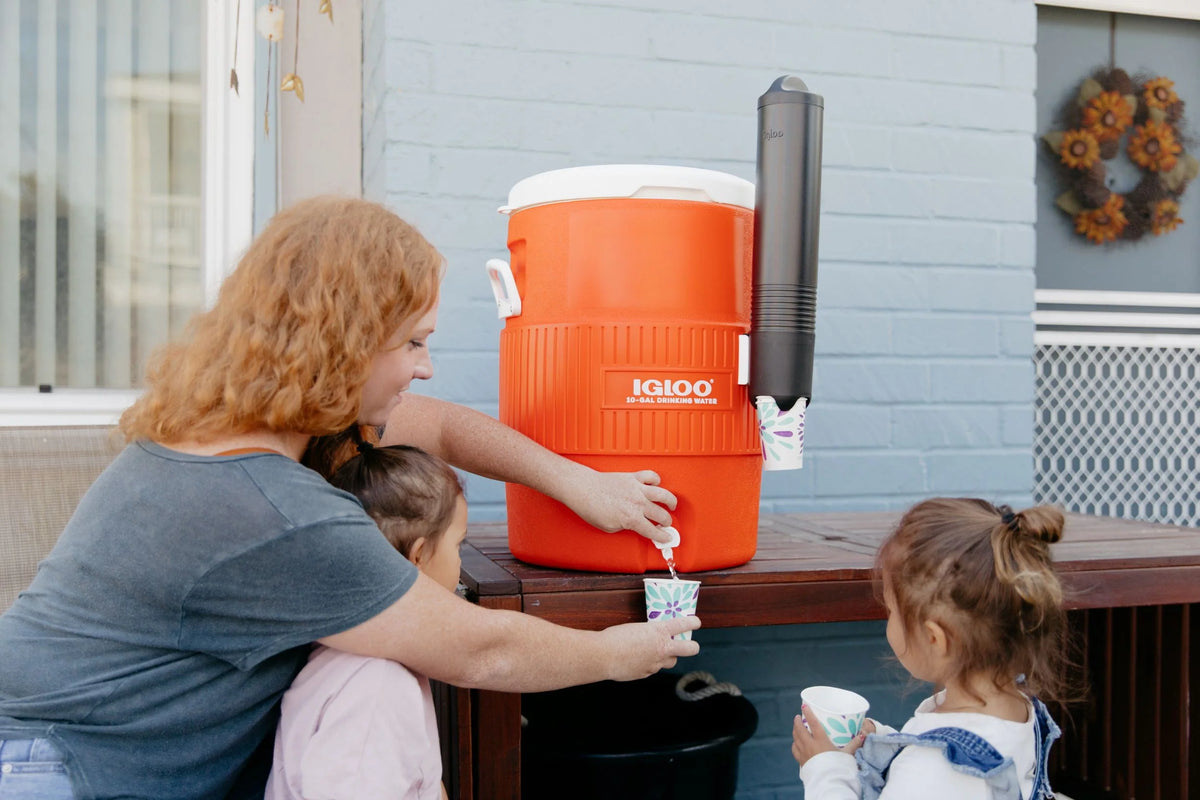 10-Gallon Seat Top Water Jug with Cup Dispenser N213388