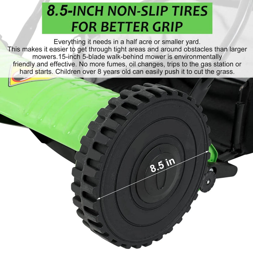 2 Wheels Push Lawn Mower 15-inch Adjustable Walk-Behind with Grass Catcher G929