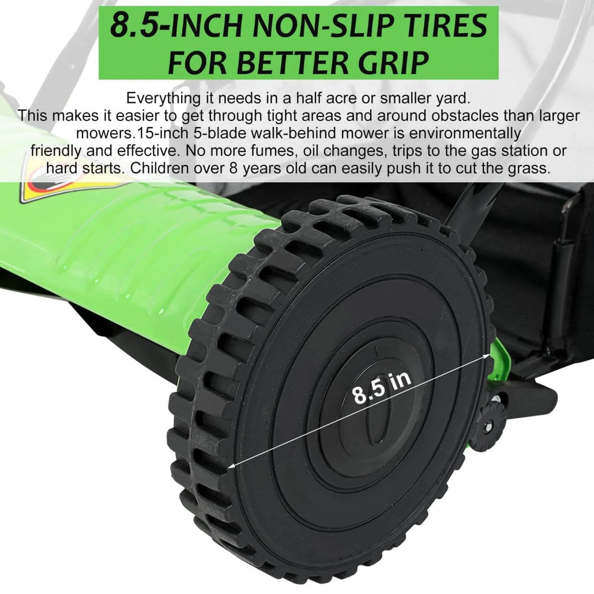 2 Wheels Push Lawn Mower 15-inch Adjustable Walk-Behind with Grass Catcher G929