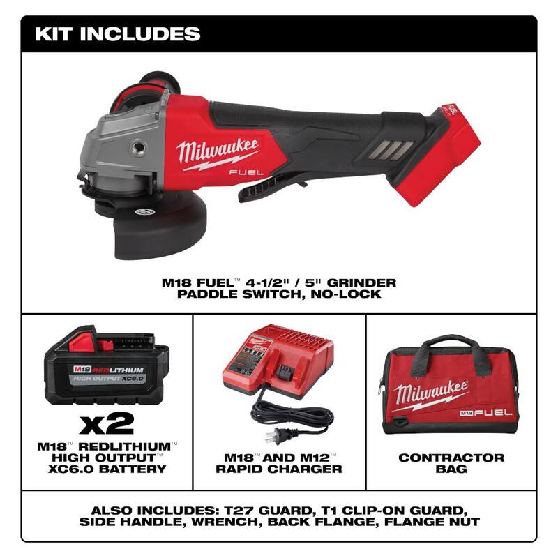 18V Lithium-Ion Brushless Cordless 4-1/2 in./5 in. Grinder and Hammer Drill L168033