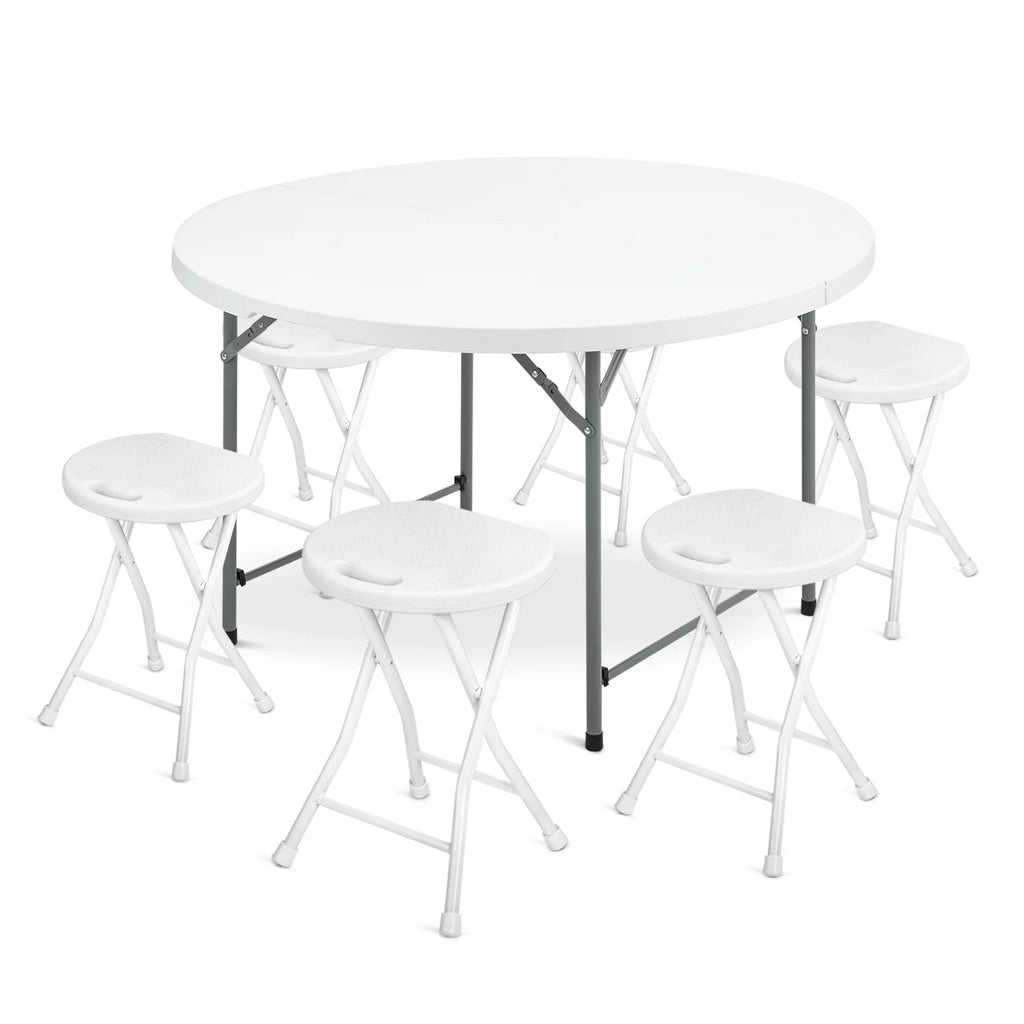7 Pieces 4 FT Folding Round Table and Chair Set Q76116
