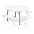 7 Pieces 4 FT Folding Round Table and Chair Set Q76116
