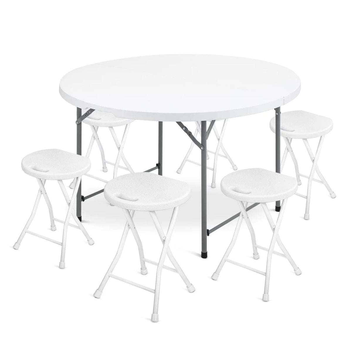 7 Pieces 4 FT Folding Round Table and Chair Set Q76116