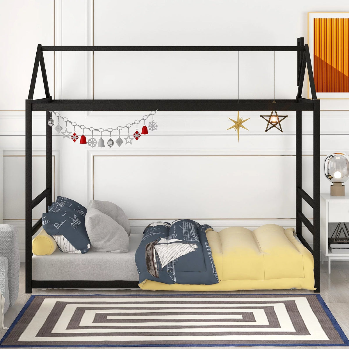 Black Twin Solid Wood Platform Bed G686