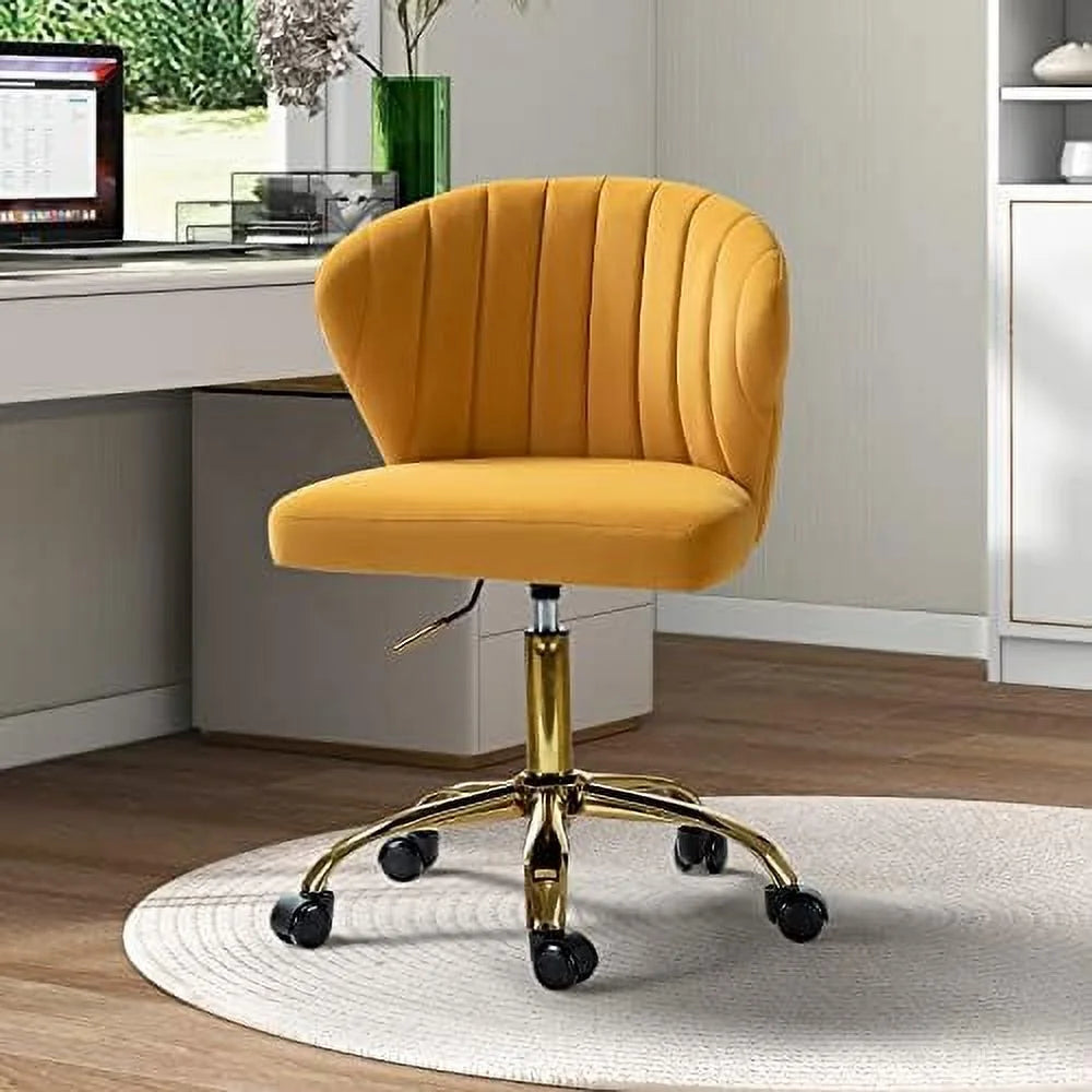 Velvet Armless Office Chair with Wheels N4408