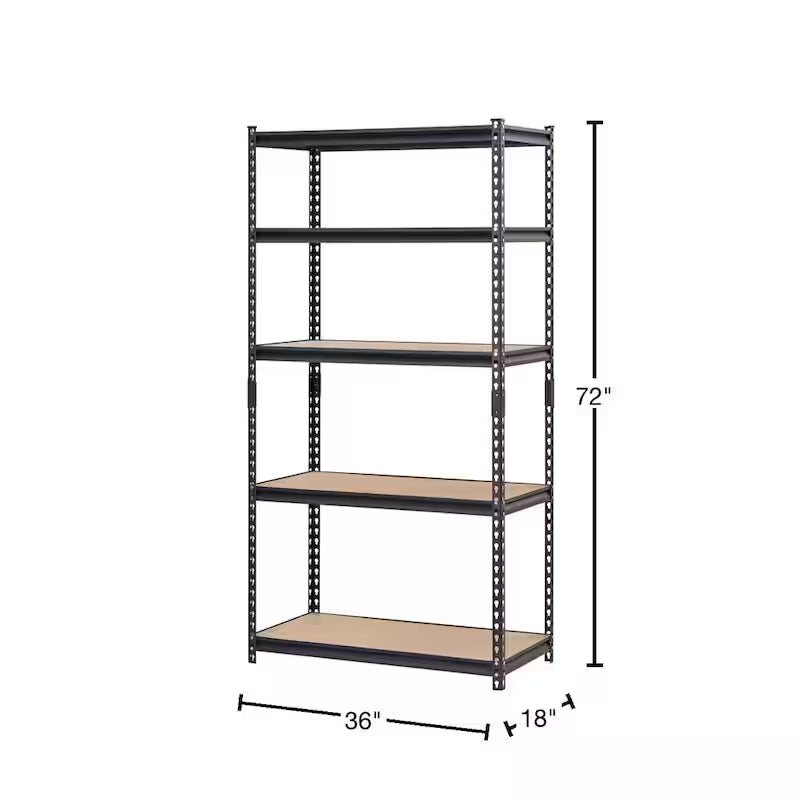 5-Tier Heavy Duty Steel Shelving Unit in Black Z30556