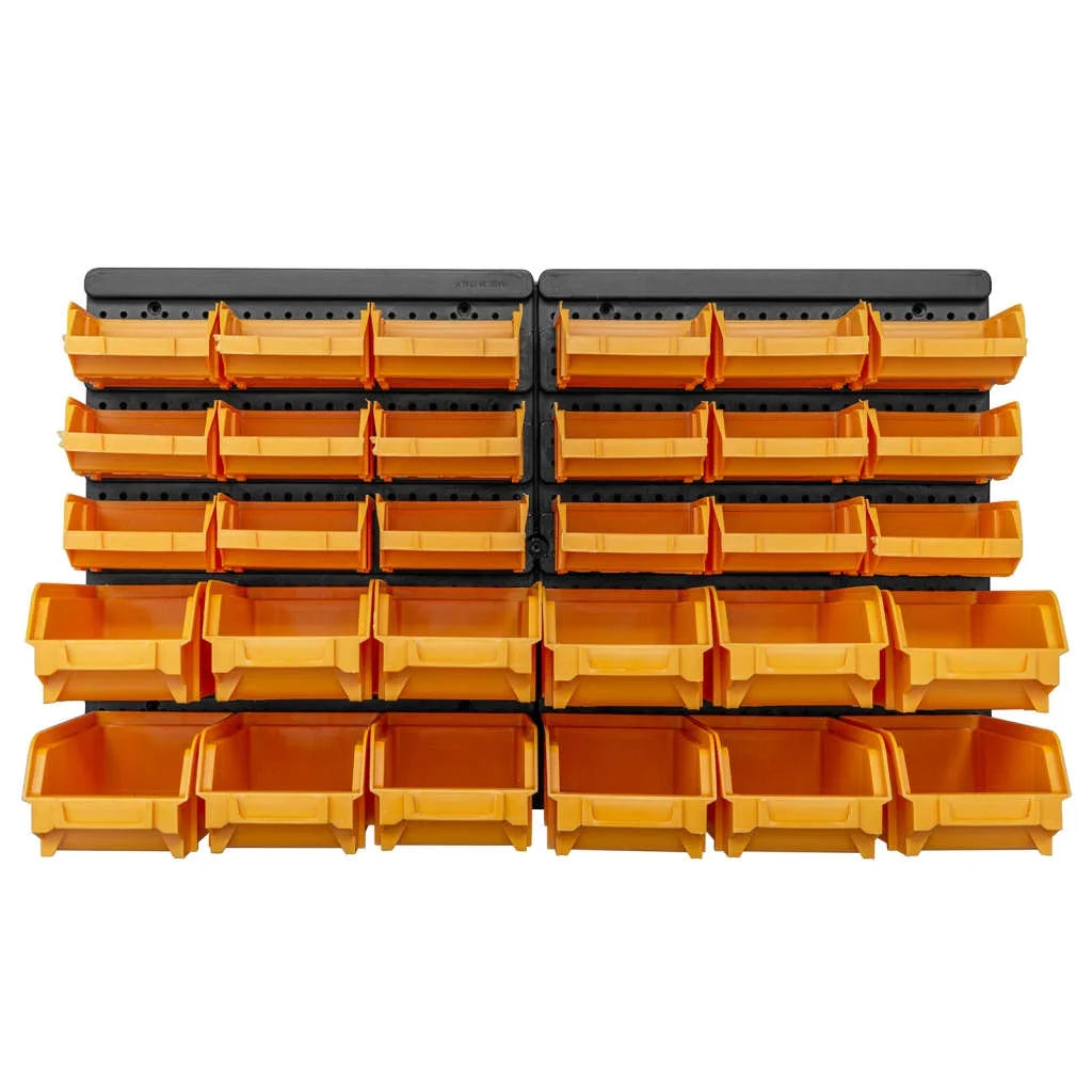 32 Piece Storage Bin Kit with Wall Panels Yellow and Black F75522