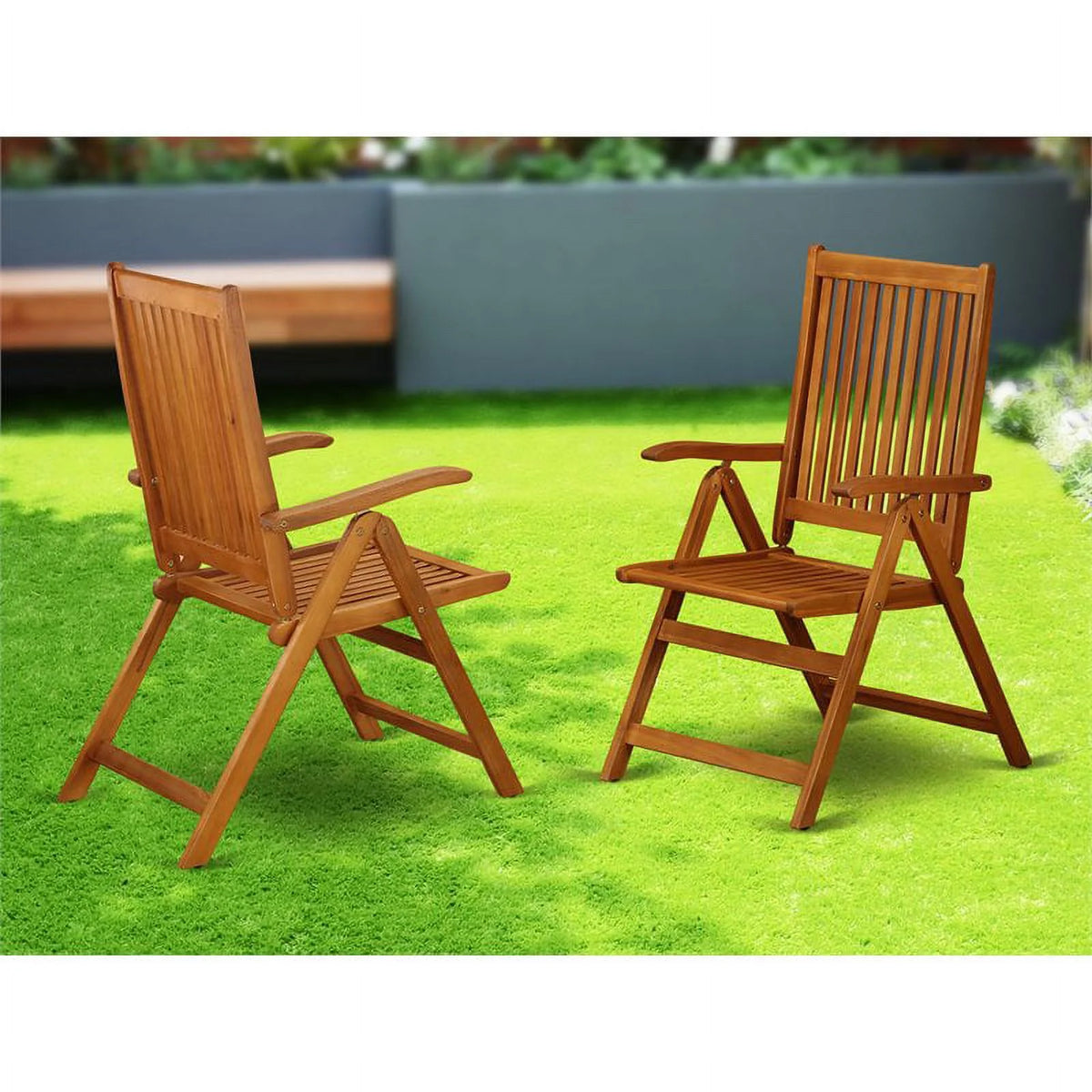 Wood Patio Dining Chairs Set of 2 U420752