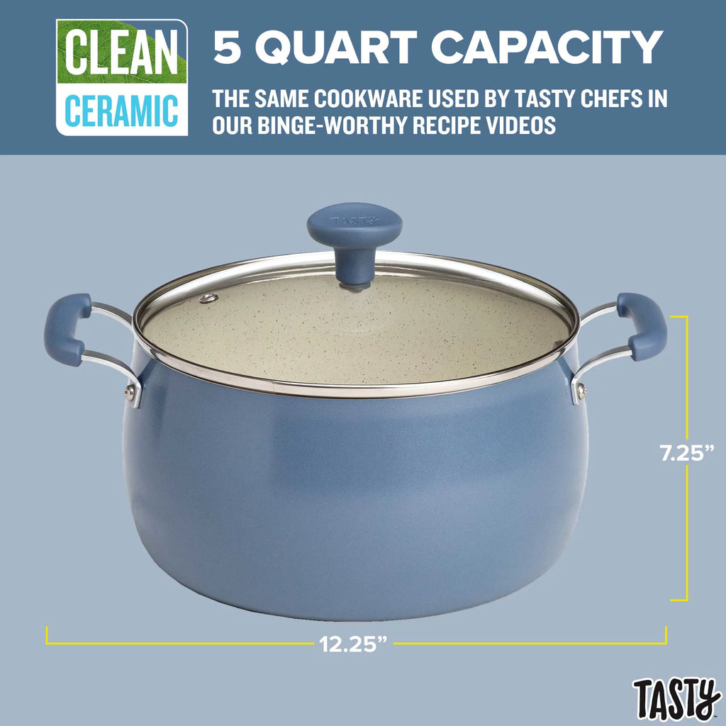 Slate Blue 5 Quart Non-Stick Ceramic Dutch Oven with Glass Lid X496