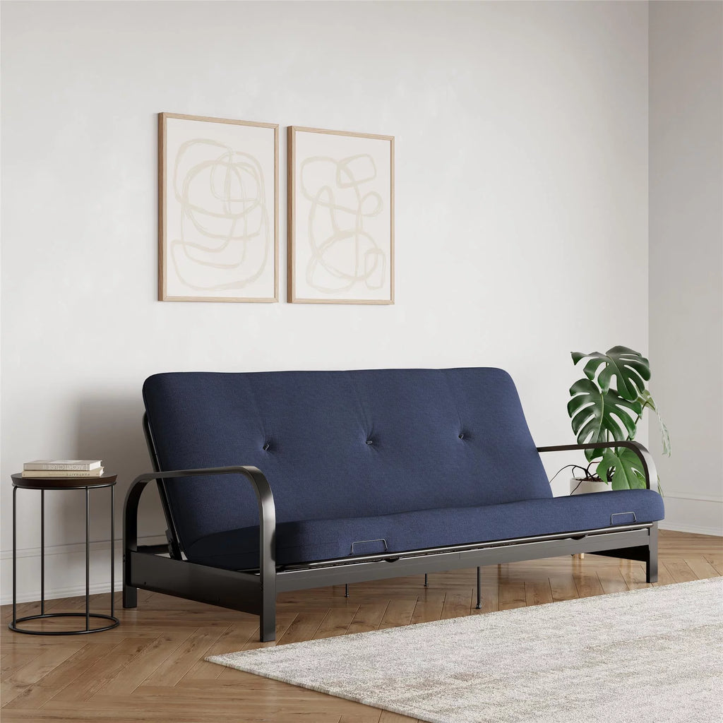 6-Inch Full Black Linen Futon Mattress L23148