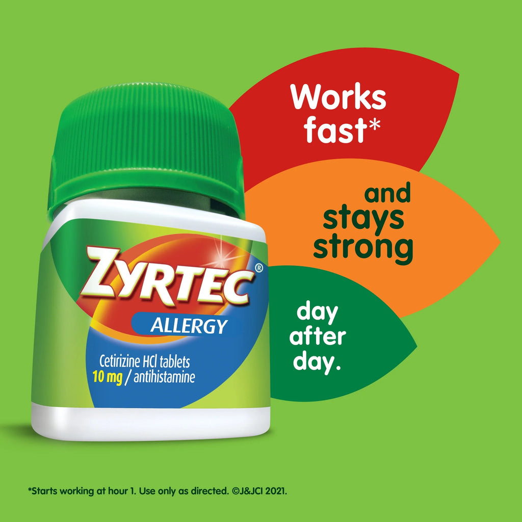 24 Hour Allergy Relief Tablets 10 mg Cetirizine HCl 30 Ct W167