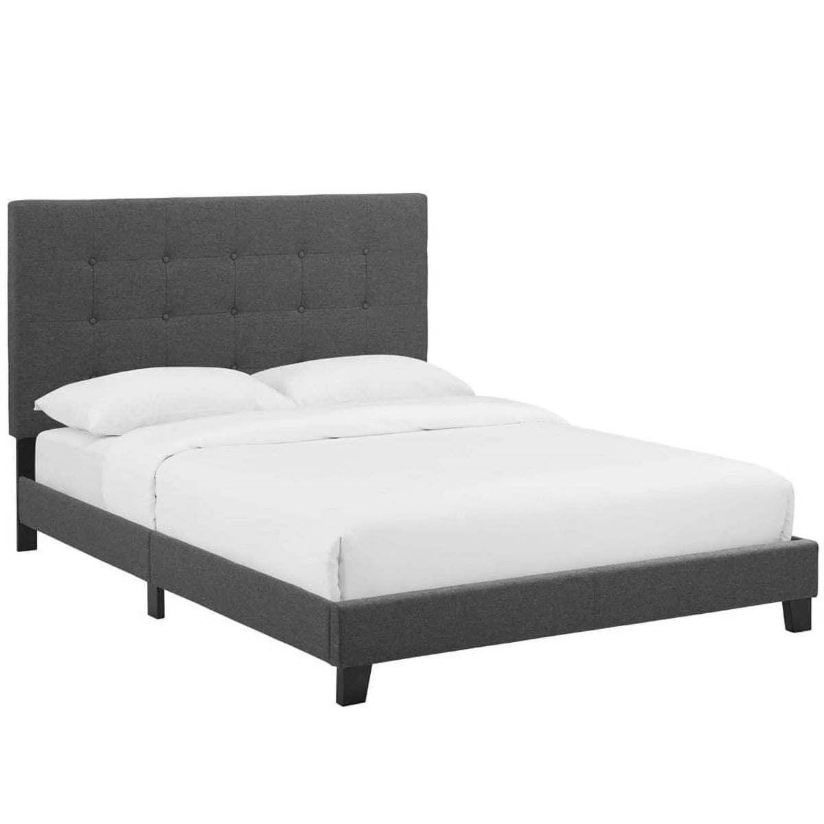Gray Button Tufted Upholstered Twin Platform Bed E43039