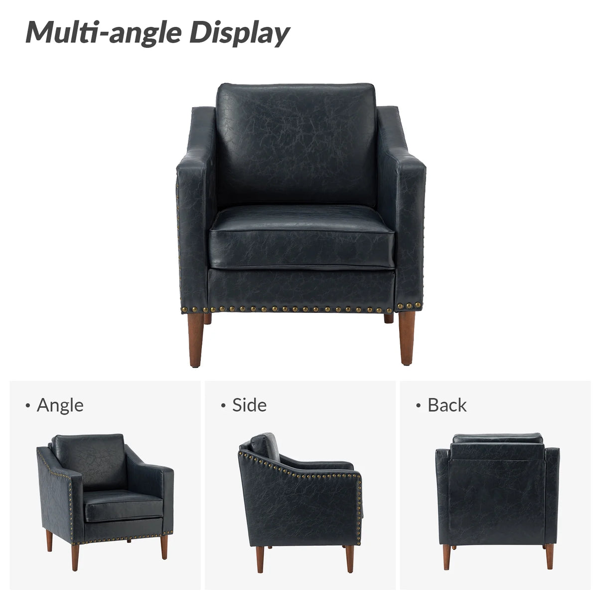Navy Faux Leather Upholstered Accent Chair Set of 2 G775607