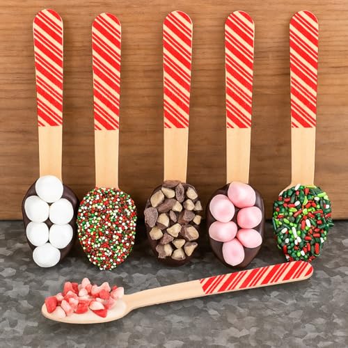 100 Set Christmas Disposable Wooden Spoons 5.5 Inches Q47003