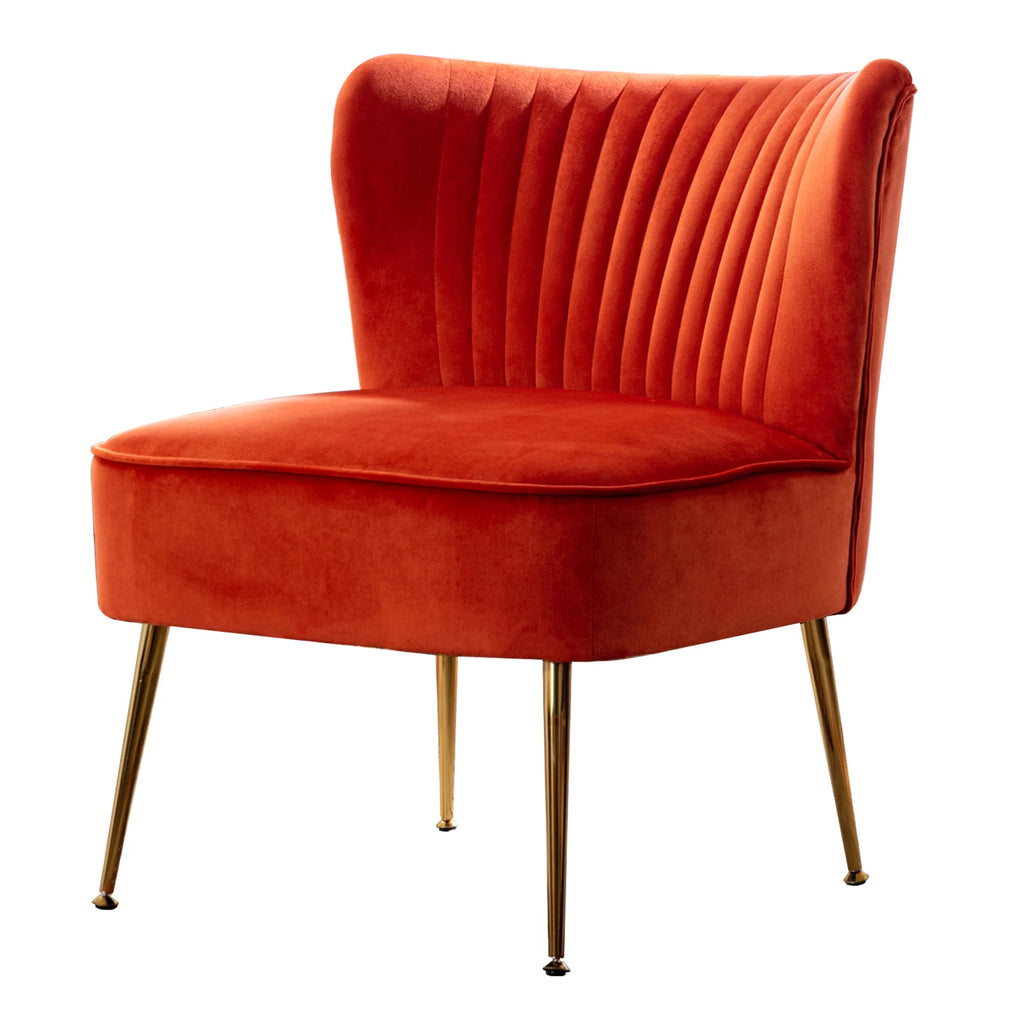 Orange Tufted Velvet Accent Chair Y5031