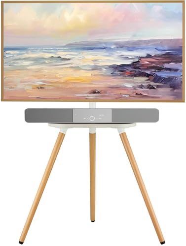 Height Adjustable Swivel TV Stand for 40 to 65 Inch Screen with Wooden Tray L962