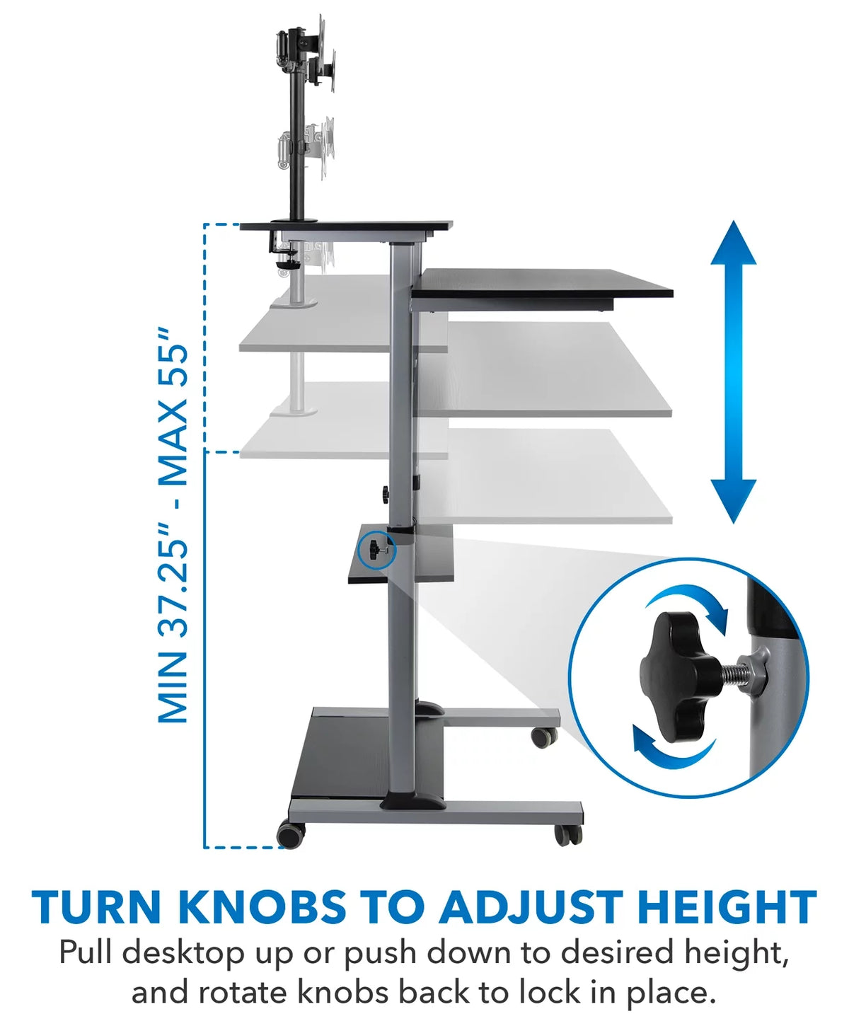 Height Adjustable Standing Desk with Dual Monitor Mount D803