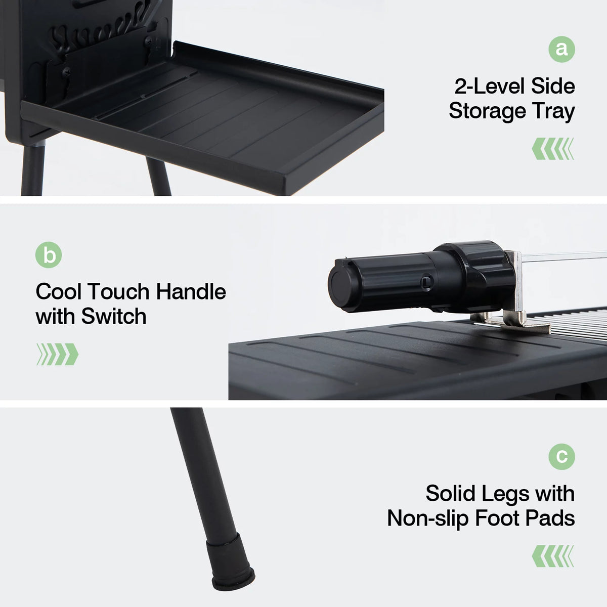 Portable Charcoal Grill with Removable Legs & Side Trays F637336
