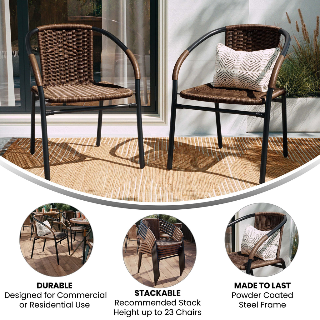 2 Pack Black Rattan Stack Chair G188450