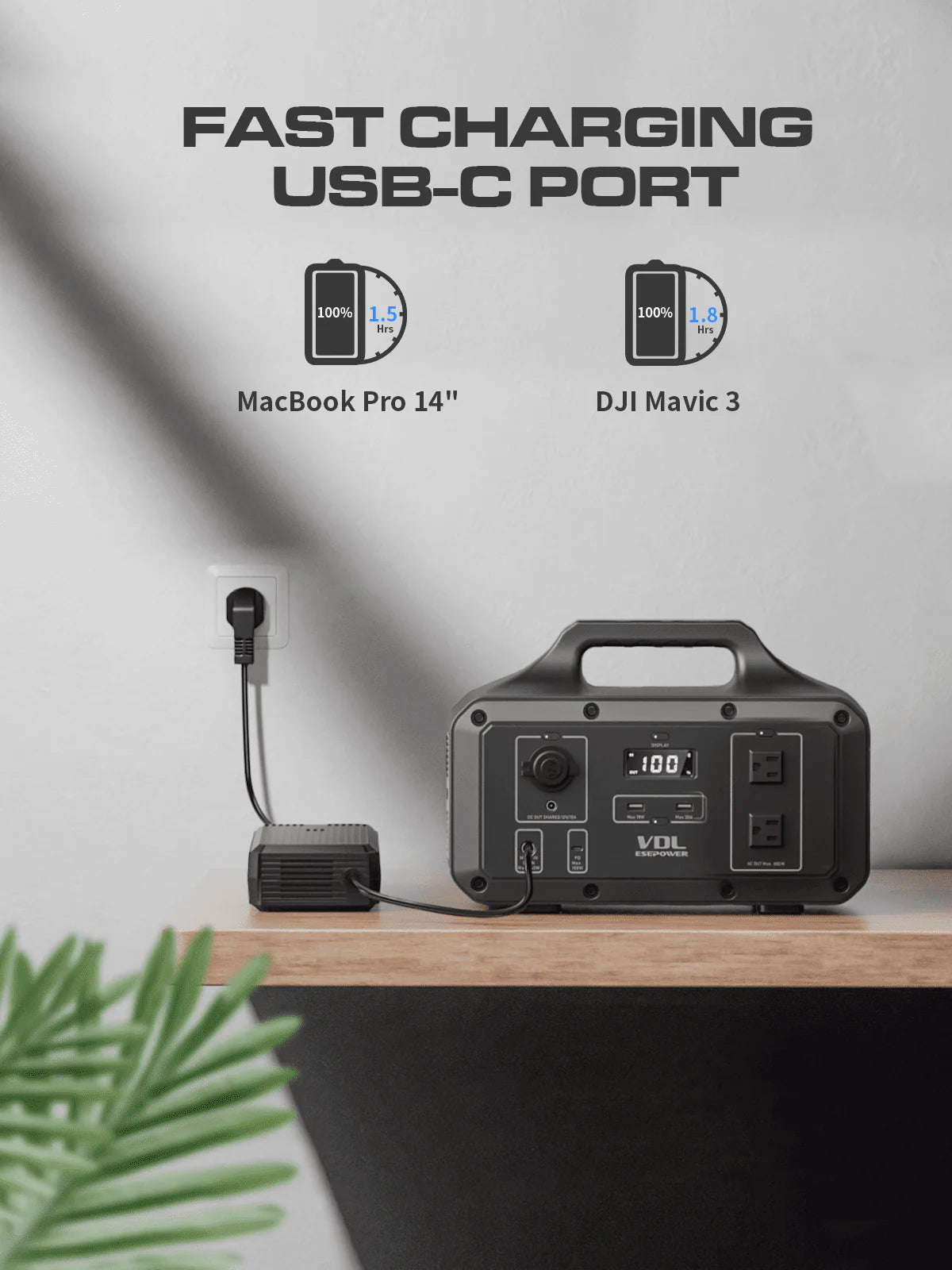 Portable Power Station 800W 510Wh Solar Generator D1596