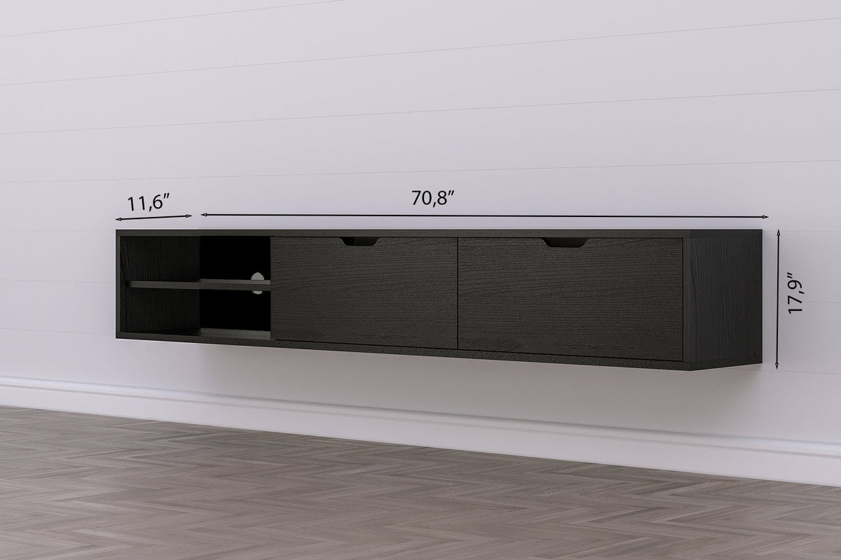 Black Wood 71 inch Tv Stand N368