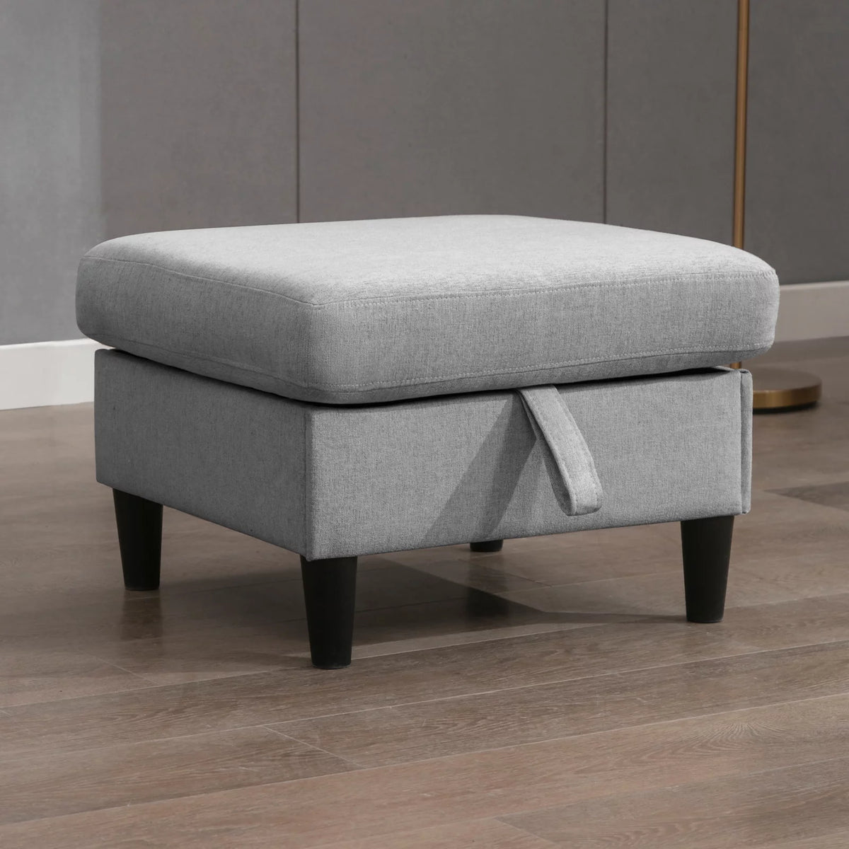 Modern Dark Grey Sectional Sofa with Storage Ottoman L8755
