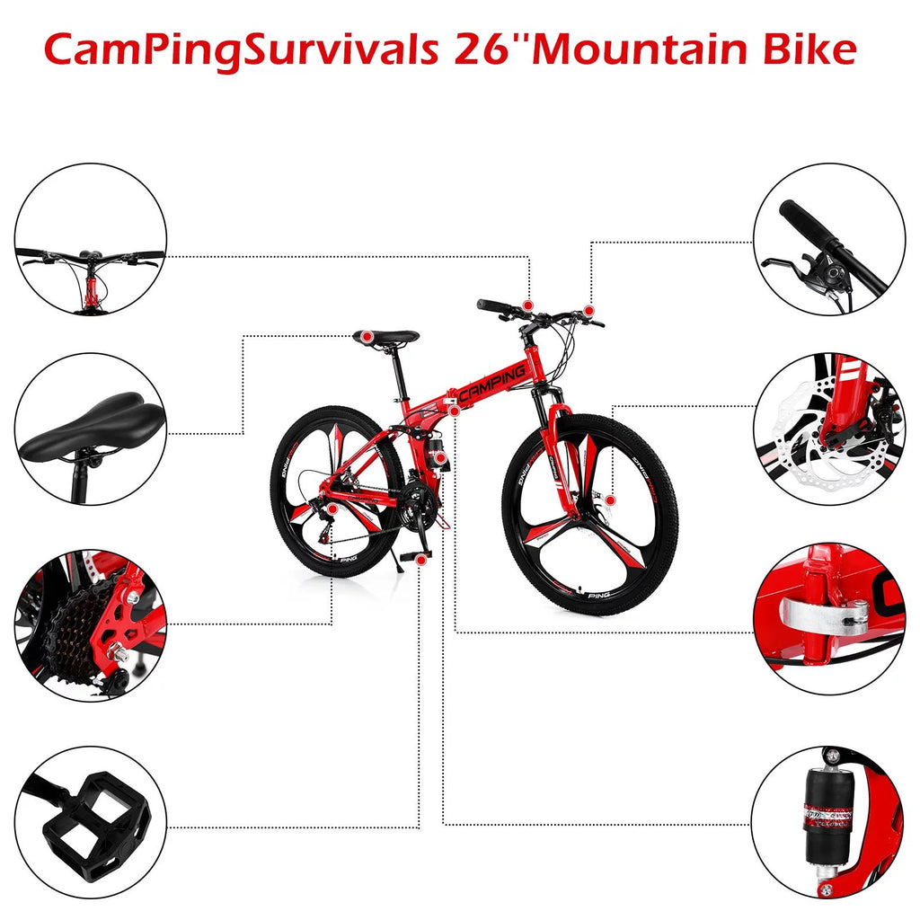 Folding Mountain Bike 21 Speed Black M8194
