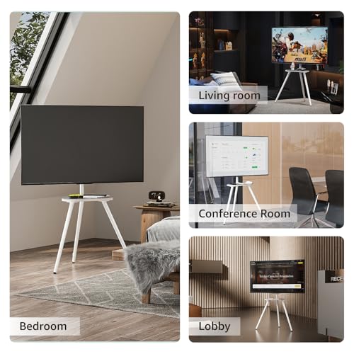 Height Adjustable Swivel TV Stand for 40 to 65 Inch Screen with Wooden Tray L962