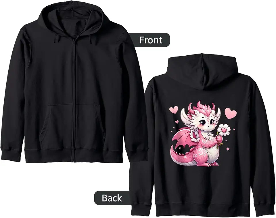 Pink & White Cartoon Zip Hoodie T822