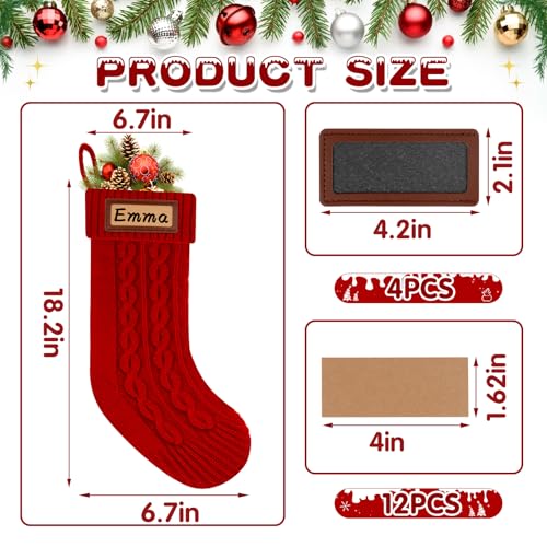 Knitted Christmas Stockings Set of 4 White Red Green Z683662