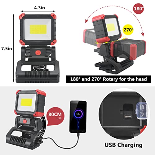 Rechargeable 2100LM COB Magnetic Work Light with Clamp T6957