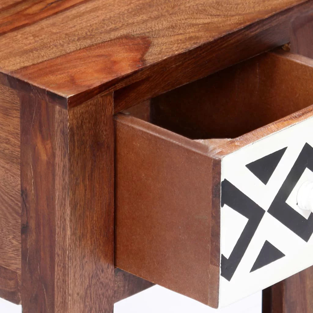 Sheesham Wood Nightstand with Storage Drawer and Bottom Shelf O28489