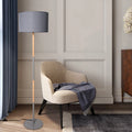 Modern Floor Lamp with 8W LED Bulb, Foot Switch & Fabric Lamp Shade K796